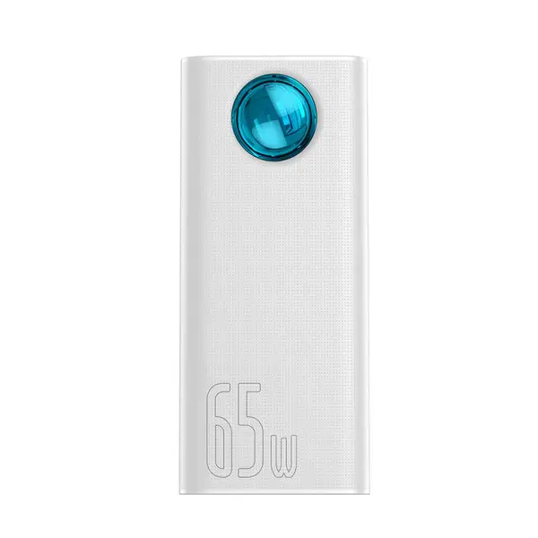 Baterie externa Baseus Ambilight, 30000mAh, 65W, 4 x USB; 1 x USB Type-C, digital display, Alb