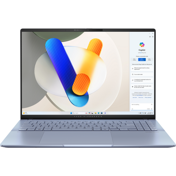 Laptop Asus Vivobook S 16 OLED S5606MA, 16 inch 3.2K 120Hz, Intel Core Ultra 7 155H, 16GB LPDDR5X, 1TB SSD, Intel Arc, Win 11 Pro, Mist Blue