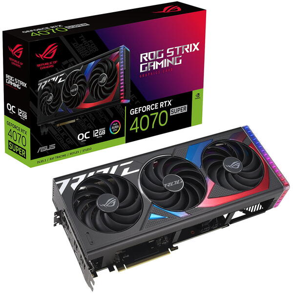 Placa video Asus GeForce RTX 4070 SUPER ROG STRIX OC 12GB GDDR6X 192 Bit DLSS 3.0
