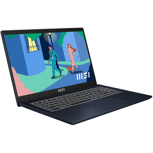 Laptop MSI Modern 15 B12MO, 15.6 inch FHD, Intel Core i5-1235U, with IPU, 8GB DDR4, 512GB SSD, Intel Iris Xe, Free DOS, Classic Black