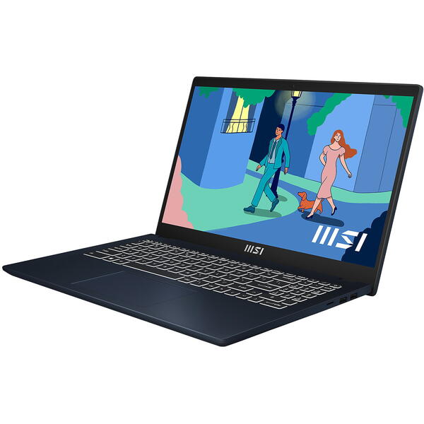 Laptop MSI Modern 15 B12MO, 15.6 inch FHD, Intel Core i5-1235U, with IPU, 8GB DDR4, 512GB SSD, Intel Iris Xe, Free DOS, Classic Black