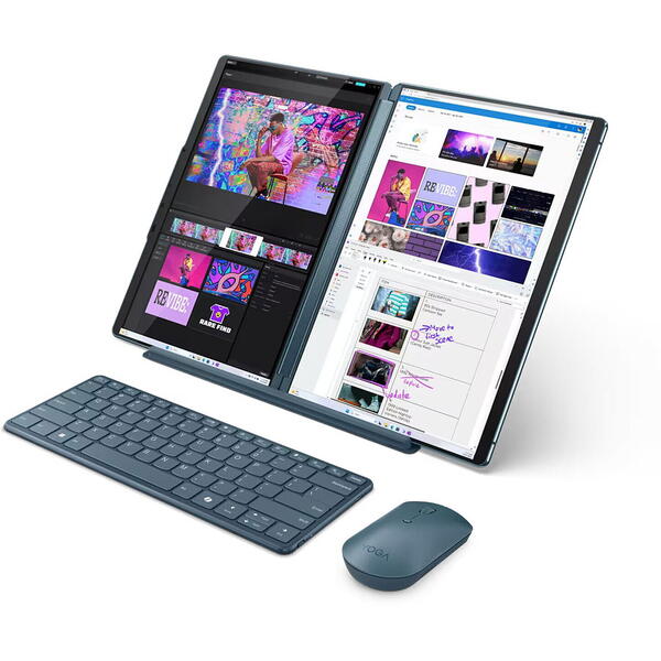 Laptop Lenovo Yoga Book 9 13IMU9, 13.3 inch 2.8K OLED Touch, Intel Core Ultra 7 155U, 32GB DDR5X, 1TB SSD, Intel Integrated Graphics, Win 11 Pro, Tidal Teal, 3Yr Onsite Premium Care