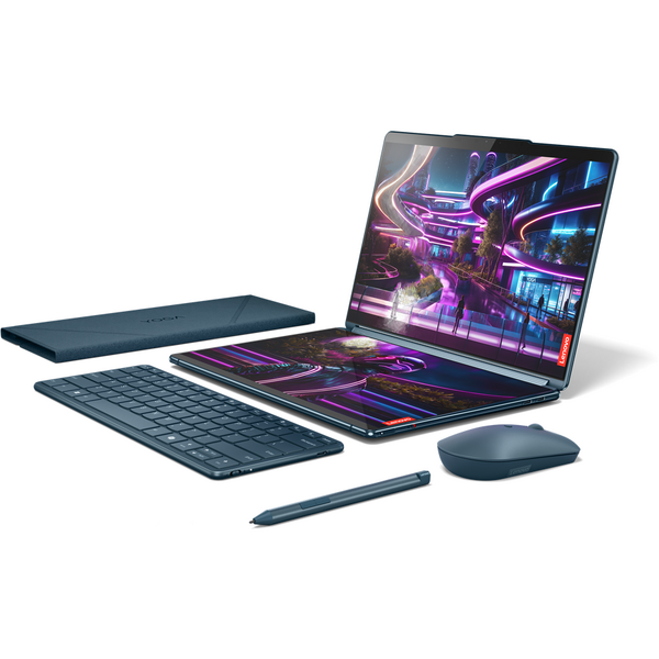 Laptop Lenovo Yoga Book 9 13IMU9, 13.3 inch 2.8K OLED Touch, Intel Core Ultra 7 155U, 32GB DDR5X, 1TB SSD, Intel Integrated Graphics, Win 11 Pro, Tidal Teal, 3Yr Onsite Premium Care