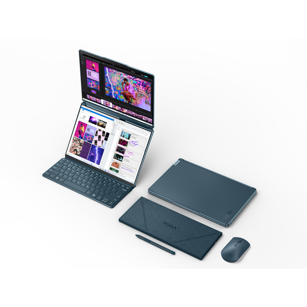 Laptop Lenovo Yoga Book 9 13IMU9, 13.3 inch 2.8K OLED Touch, Intel Core Ultra 7 155U, 32GB DDR5X, 1TB SSD, Intel Integrated Graphics, Win 11 Pro, Tidal Teal, 3Yr Onsite Premium Care