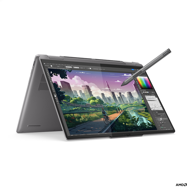 Laptop Lenovo Yoga 7 2-in-1 14AHP9, 14 inch WUXGA OLED Touch, AMD Ryzen 7 8840HS, 16GB DDR5X, 1TB SSD, Radeon 780M, Win 11 Home, Arctic Grey, 3Yr Onsite Premium Care
