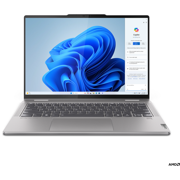 Laptop Lenovo Yoga 7 2-in-1 14AHP9, 14 inch WUXGA OLED Touch, AMD Ryzen 7 8840HS, 16GB DDR5X, 1TB SSD, Radeon 780M, Win 11 Home, Arctic Grey, 3Yr Onsite Premium Care