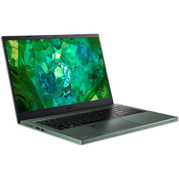 Laptop Acer Aspire Vero AV15-53P, 15.6 inch FHD IPS, Intel Core i5-1335U, 16GB DDR5, 512GB SSD, Intel Iris Xe, Cypress Green