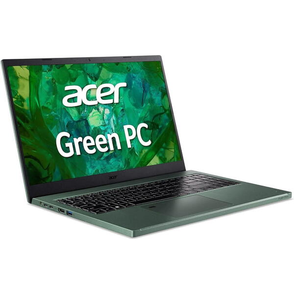 Laptop Acer Aspire Vero AV15-53P, 15.6 inch FHD IPS, Intel Core i5-1335U, 16GB DDR5, 512GB SSD, Intel Iris Xe, Cypress Green