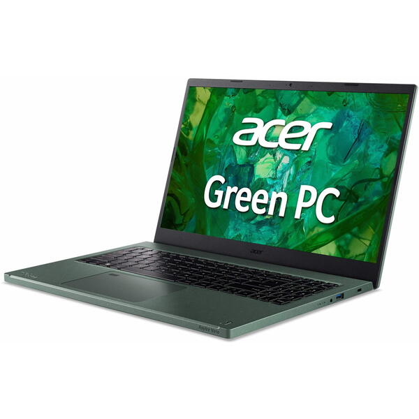 Laptop Acer Aspire Vero AV15-53P, 15.6 inch FHD IPS, Intel Core i5-1335U, 16GB DDR5, 512GB SSD, Intel Iris Xe, Cypress Green