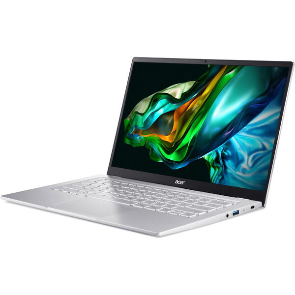 Ultrabook Acer Swift Go 14 SFG14-72, 14 inch WQXGA+ OLED, Intel Core Ultra 7 155H, 16GB DDR5, 512GB SSD, Intel Arc Graphics, Windows 11 Home, Pure Silver