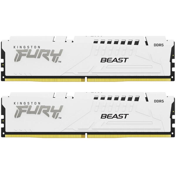 Memorie Kingston FURY Beast White 64GB DDR5 6000MHz CL30 Kit Dual Channel