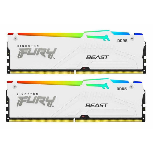 Memorie Kingston FURY Beast RGB White 32GB DDR5 6400MHz CL32 Kit Dual Channel