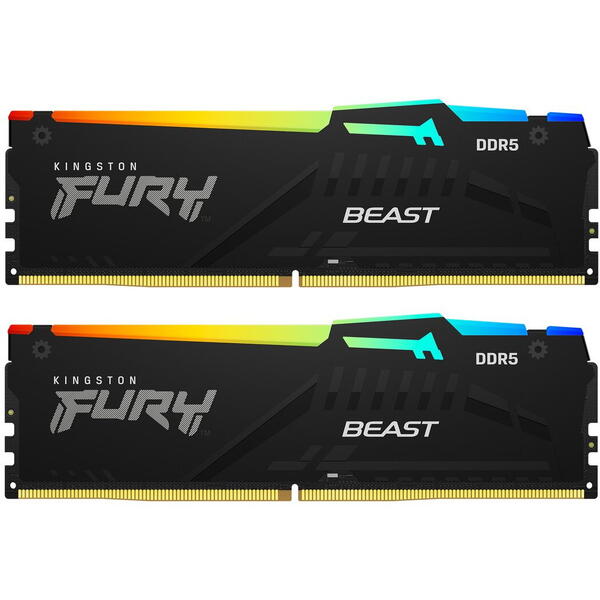 Memorie Kingston FURY Beast RGB 32GB DDR5 6800MHz CL34 Kit Dual Channel