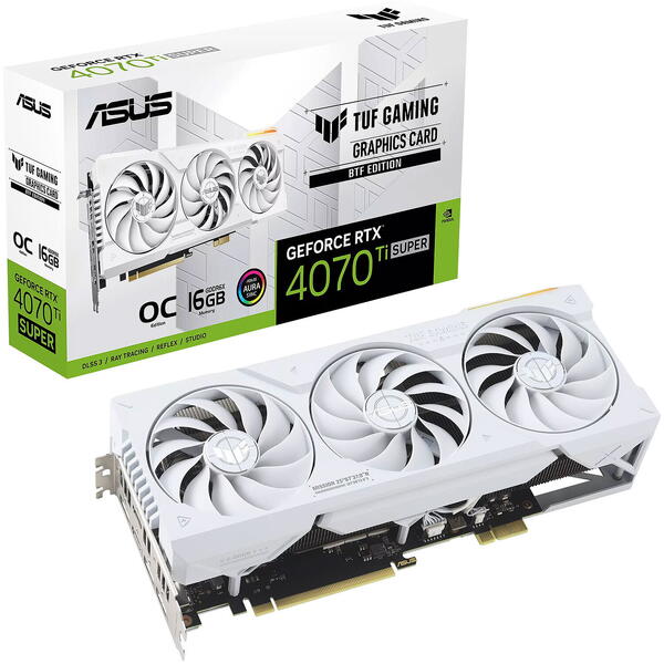 Placa video Asus GeForce RTX 4070 Ti SUPER BTF OC White 16GB GDDR6X 256 Bit DLSS 3.0