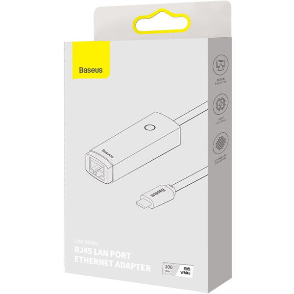 Placa de retea Baseus Lite WKQX000202, USB-C, White