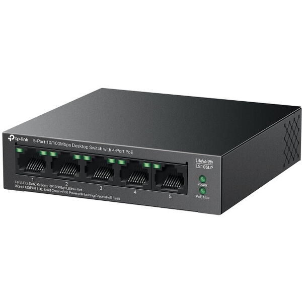 Switch TP-LINK LS105LP 5 porturi 10/100 Mbps, 4-Port PoE