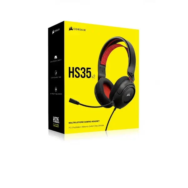 Casti gaming Corsair HS35 v2 Black/Red