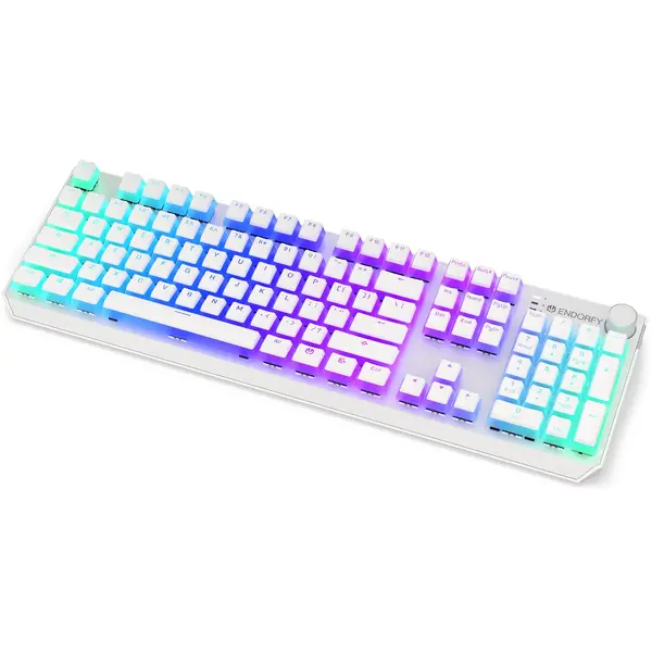 Tastatura gaming ENDORFY Thock Wireless Onyx White Pudding RGB Kailh Box Red Switch Mecanica