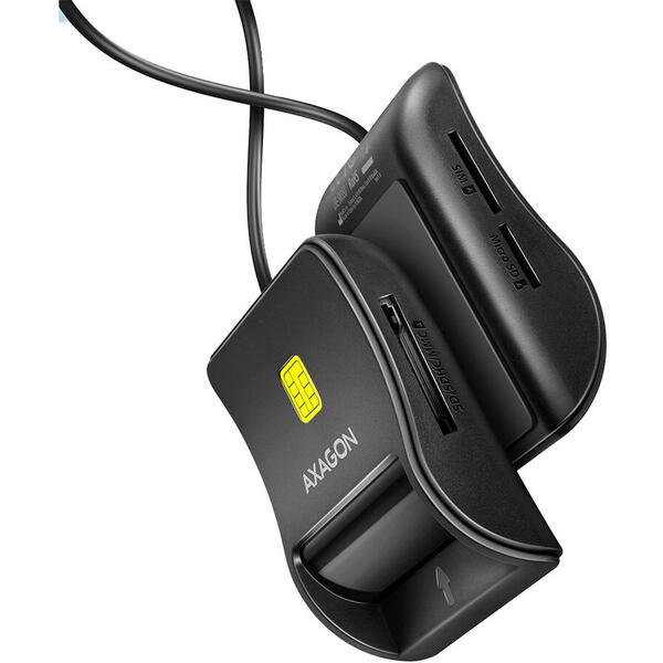Card Reader AXAGON CRE-SM3SD, USB-A, Cititor carduri, Smart Card & SD/microSD/SIM Card Flat Reader