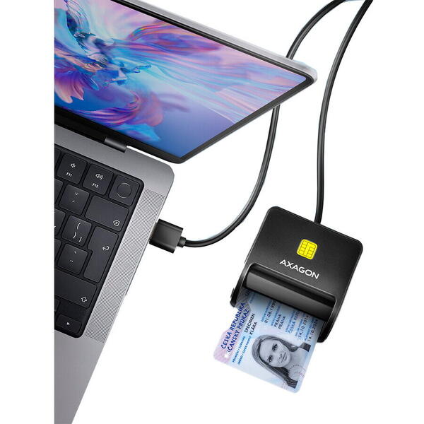 Card Reader AXAGON CRE-SM3SD, USB-A, Cititor carduri, Smart Card & SD/microSD/SIM Card Flat Reader