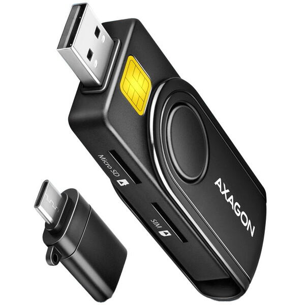 Card Reader AXAGON CRE-SMP2A USB Smart Card & SD/microSD/SIM Card Pocket Reader
