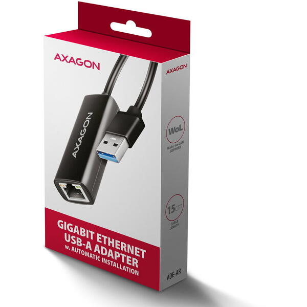 Placa de retea AXAGON ADE-AR, RJ-45, USB 3.2 Gigabit