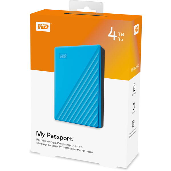 Hard Disk Extern WD My Passport 4TB USB 3.2 Blue