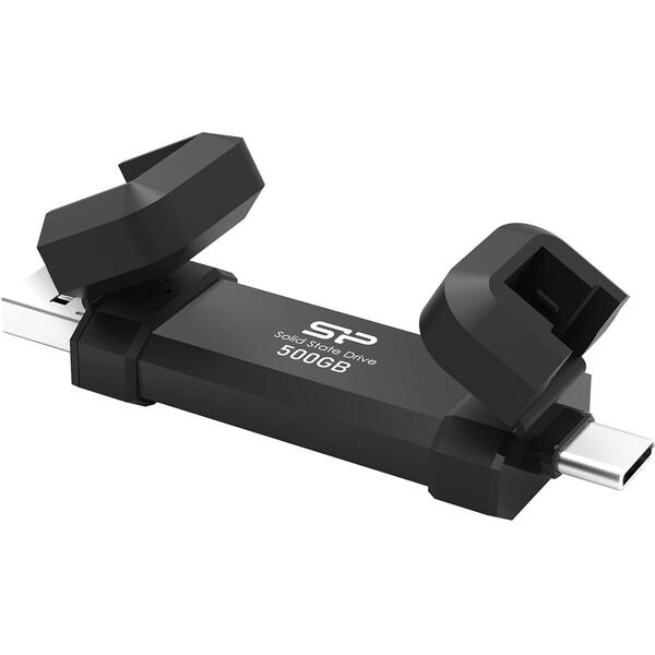 SSD SILICON POWER DS72, 500GB, USB-A/C, Black