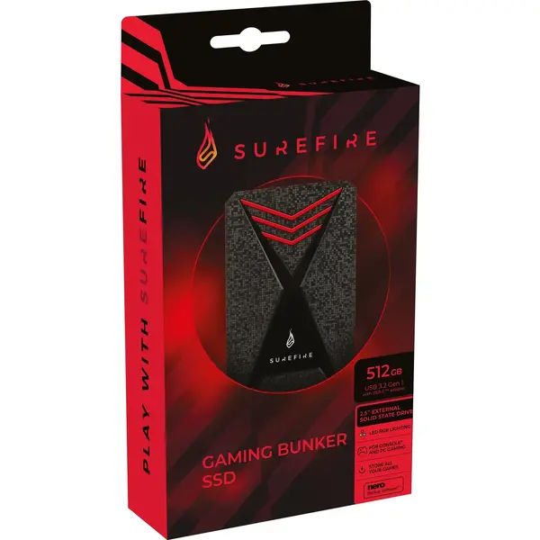 SSD Extern Gaming SureFire by Verbatim Bunker, 512GB, USB 3.0, Black