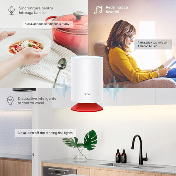 Router Wireless TP-LINK Deco Voice X20 AX1800, de interior, difuzor incorporat