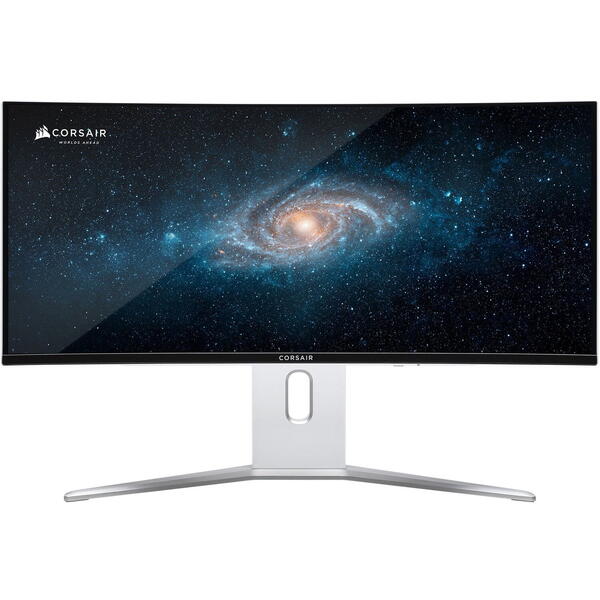 Monitor LED Corsair XENEON 34WQHD240-C 34 inch UWQHD QD-OLED 0.03 ms 240 Hz USB-C HDR, Curbat Alb Argintiu