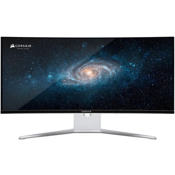 Monitor LED Corsair XENEON 34WQHD240-C 34 inch UWQHD QD-OLED 0.03 ms 240 Hz USB-C HDR, Curbat Alb Argintiu