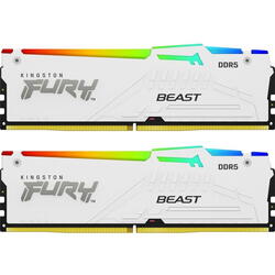 Memorie Kingston FURY Beast RGB White 32GB DDR5 6000MHz CL30 Dual Channel Kit