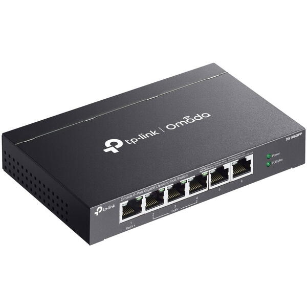Switch TP-LINK DS106GPP, 6 porturi Gigabit 4 porturi POE+