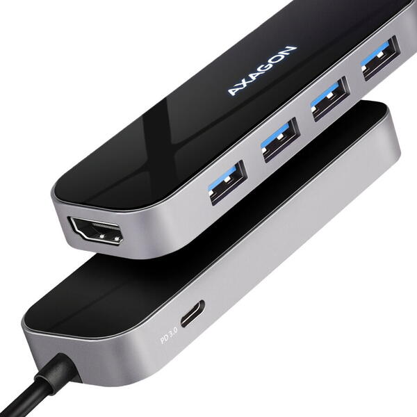 Hub USB AXAGON HMC-6H4A, 4x USB-A + HDMI, USB-C, PD 100W