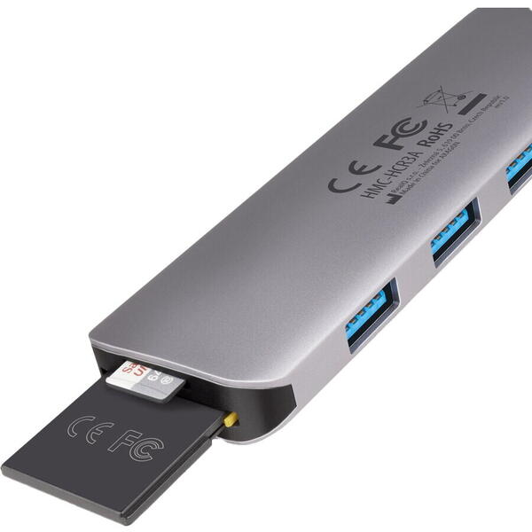 Hub USB AXAGON HMC-HCR3A, 3x USB-A + HDMI + SD/microSD, USB-C 3.2
