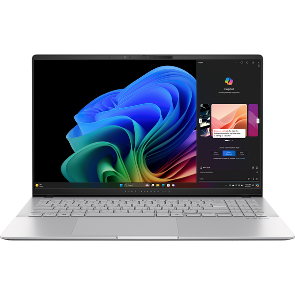 Laptop Asus Vivobook S 15 OLED S5507QA, 15.6 inch 3K 120Hz, Qualcomm Snapdragon X Plus X1P-42-100, 16GB LPDDR5X, 1TB SSD, Qualcomm Adreno, Win 11 Home, Cool Silver