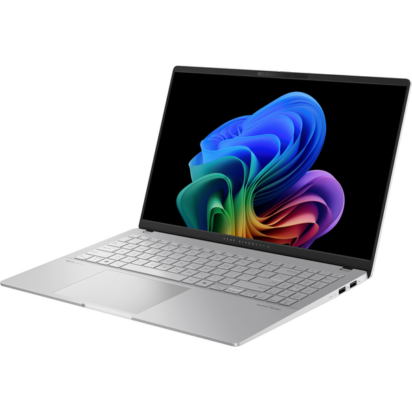 Laptop Asus Vivobook S 15 OLED S5507QA, 15.6 inch 3K 120Hz, Qualcomm Snapdragon X Plus X1P-42-100, 16GB LPDDR5X, 1TB SSD, Qualcomm Adreno, Win 11 Home, Cool Silver