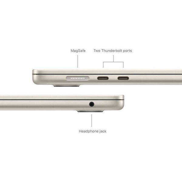 Laptop MacBook Air 13 with Liquid Retina, 13.6 inch Apple M3 chip (8-core CPU), 24GB, 512GB SSD, Apple M3 10-core GPU, macOS, Starlight, INT keyboard, 2024