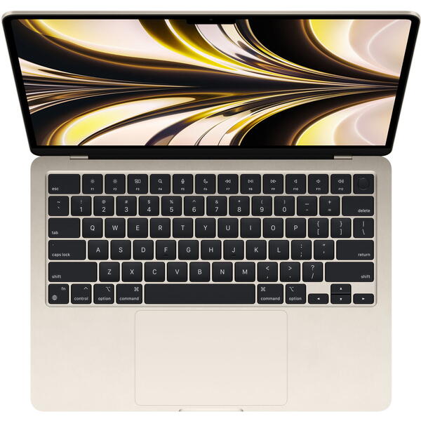 Laptop MacBook Air 13 with Liquid Retina, Apple M2 Octa Core, 13.6 inch, 8GB RAM, 256GB SSD, Apple M2 8 Core Graphics, US KB, macOS Monterey, Starlight, 2022
