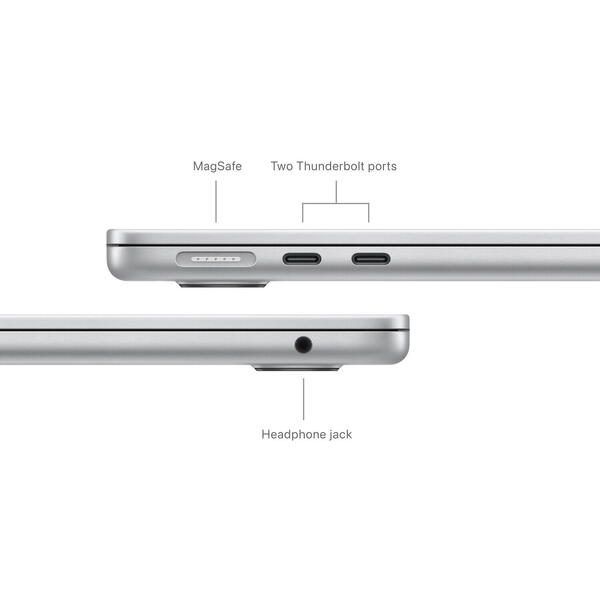 Laptop MacBook Air 13 with Liquid Retina (2024), 13.6 inch Apple M3 8-core, 16GB RAM, 512GB SSD, Apple M3 10-core Graphics, US KB, macOS, Silver