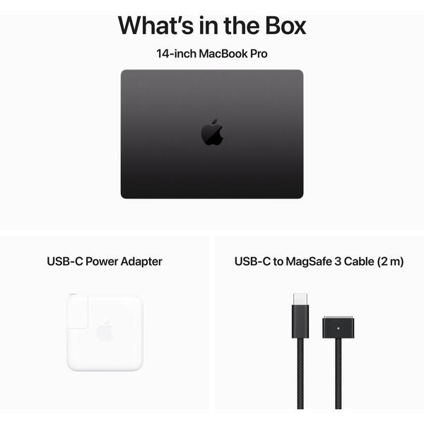 Laptop MacBook Pro 14 Liquid Retina XDR, 14.2 inch, Apple M3 Pro chip (11-core CPU), 18GB, 1TB SSD, Apple M3 Pro 14-core GPU, macOS Sonoma, Space Black, INT keyboard, 2023