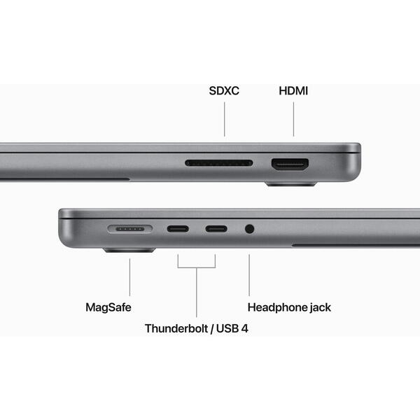Laptop MacBook Pro 14 Liquid Retina XDR, 14.2 inch Apple M3 Max chip (8-core CPU), 8GB, 512GB SSD, Apple M3 Max 10-core GPU, macOS, Space Black, INT keyboard, 2023