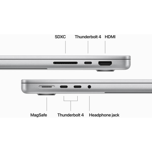 Laptop MacBook Pro 14 Liquid Retina XDR, 14.2 inch Apple M4 Pro chip (12-core CPU), 48GB, 1TB SSD, Apple M4 Pro 16-core GPU, macOS, Silver, INT keyboard, 2024