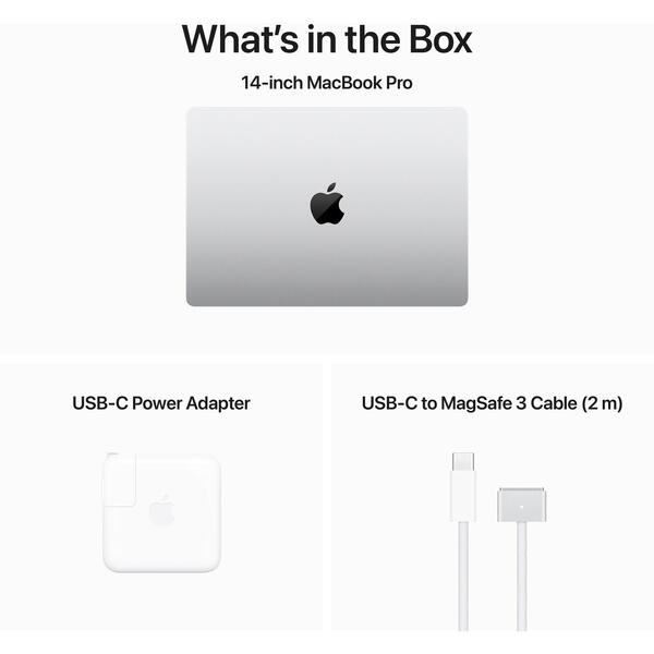 Laptop MacBook Pro 14 Liquid Retina XDR, 14.2 inch Apple M4 Pro chip (12-core CPU), 48GB, 1TB SSD, Apple M4 Pro 16-core GPU, macOS, Silver, INT keyboard, 2024