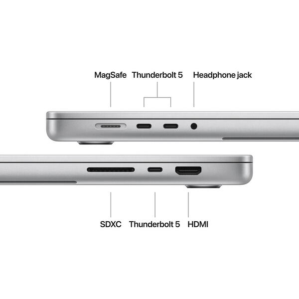 Laptop MacBook Pro 16 Liquid Retina XDR, 16.2 inch, Apple M3 Max chip (12-core CPU), 16GB RAM, 1TB SSD, Apple M2 Pro 19-core GPU, macOS Sonoma, Silver, US keyboard, 2023