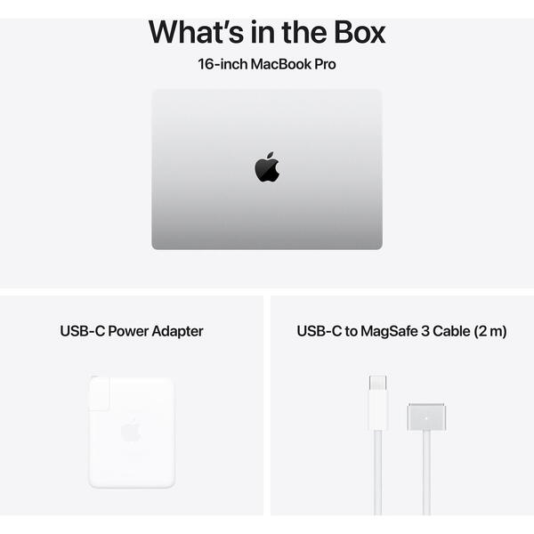 Laptop MacBook Pro 16 Liquid Retina XDR, 16.2 inch, Apple M3 Max chip (12-core CPU), 16GB RAM, 1TB SSD, Apple M2 Pro 19-core GPU, macOS Sonoma, Silver, US keyboard, 2023