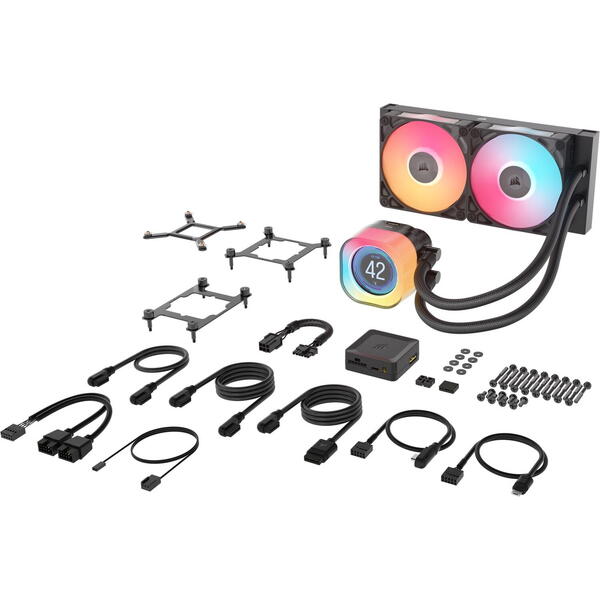 Cooler Corsair iCUE LINK TITAN 240 RX, LCD RGB 240mm, Negru