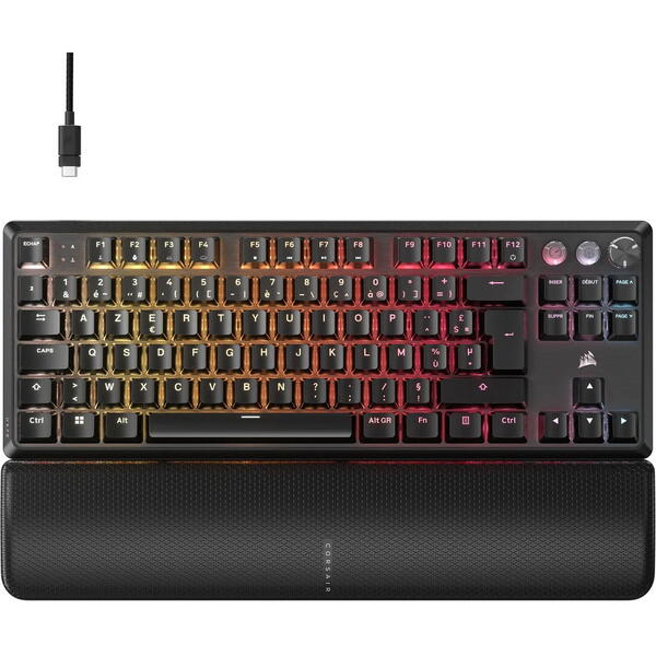 Tastatura gaming K70 PRO TKL, RGB LED, switch CORSAIR MGX V2, USB, Negru
