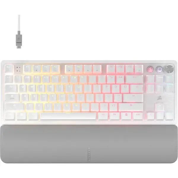 Tastatura gaming K70 PRO TKL, USB, RGB, switch CORSAIR MGX V2, Alb